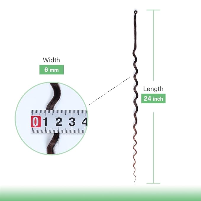 24 In 30 Strands Curly Dreadlock Extensions, Ombre Auburn Synthetic Single Ended Dreads Extensions, 100% Handmade Dreads Hippie Style Dreadlocks for Woman