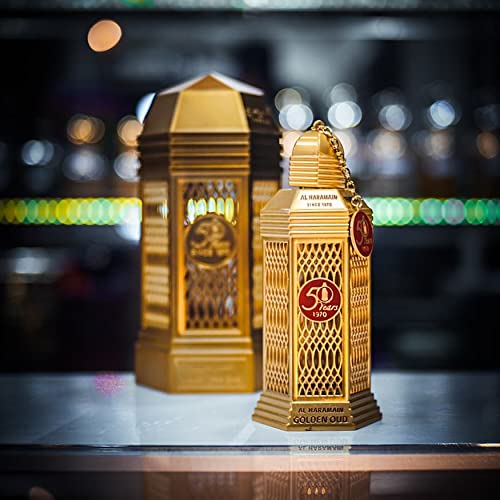 Al Haramain Golden Oud - Perfume for Women and Men - Amber Spicy fragrance - Timeless Elegance with Notes of Thyme and Sandalwood - 3.4 oz EDP Spray