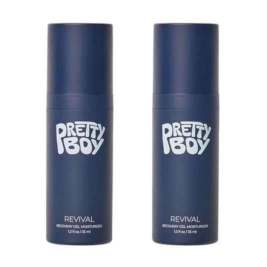 Prettyboy Face Revival Gel Moisturizer For Men - Hydrating Cream That Refreshes Dry Skin, Irritation, & Redness - Supports Anti Aging & Anti Wrinkle - Fragrance Free - 2 Count