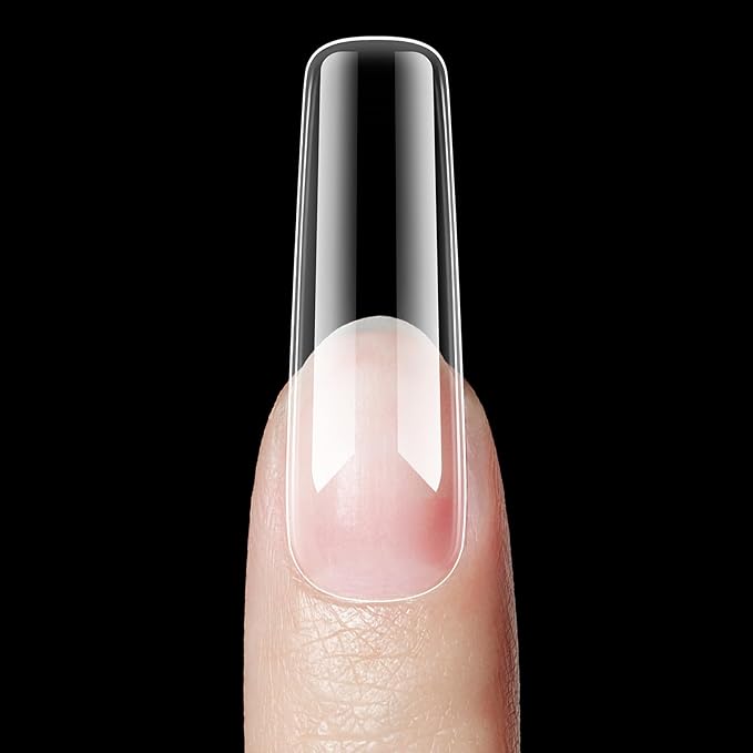 Beetles Gel Nail Kit Easy Extension Set, 240 PCS Long Square Gel Nail Tips Full Cover With 5 In 1 Nail Glue Base Gel and Innovative Uv Led Lamp Easy DIY Gift for Women