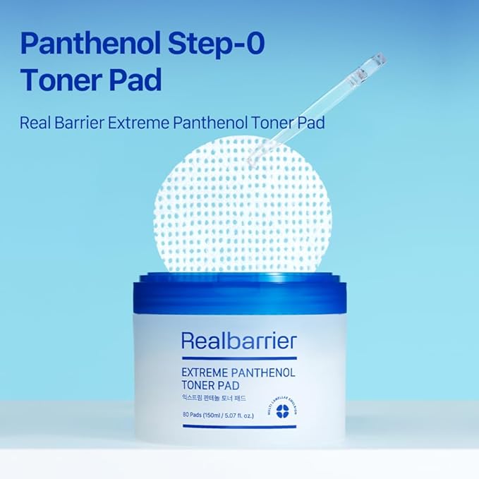 Real Barrier | Extreme Panthenol Facial Toner Pad | Korean Skincare Toner Pad | Exfoliating for Dead Skin | Ceramide Skin Barrier Repair | Soothing Cotton Pads for Sensitive Dry Skin | 80 Pads