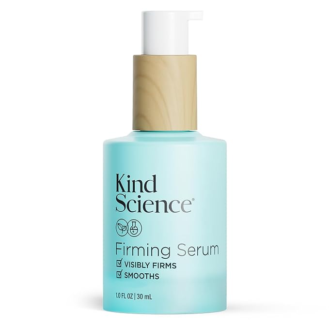 Kind Science Firming Face Serum for Women - Hyaluronic Acid Serum for Face Visibly Smooths Wrinkles - Bakuchiol Retinol Alternative with Peptides - Anti Aging Skin Care for Sensitive Skin, 1 fl oz