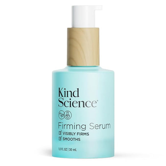 Kind Science Firming Face Serum for Women - Hyaluronic Acid Serum for Face Visibly Smooths Wrinkles - Bakuchiol Retinol Alternative with Peptides - Anti Aging Skin Care for Sensitive Skin, 1 fl oz
