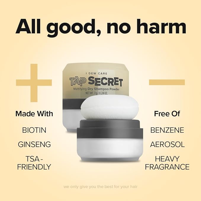 I DEW CARE Biotin Clarifying Dry Shampoo Refill - Tap Secret Original | Strengthening & Volumizing, Powder Type, Refillable, Travel size, Non-aerosol, Brunette, Mother's Day, 0.24 Oz