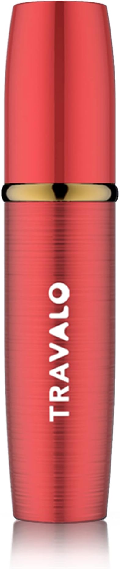 Travalo LUX Perfume Atomizer - Leak-Proof and TSA Approved for Air Travel - Reusable Airtight Easy Fill Mini Pump Sprayer - Lightweight Portable - Brushed Polished Metal Alloy Outer Shell Red 0.17oz