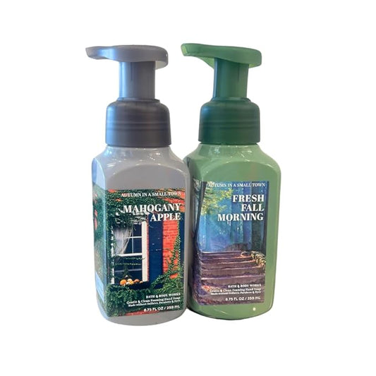 Bath & Body Works MAHOGANY APPLE and FRESH FALL MORNING 2-piece bundle Gentle & Clean Foaming Hand Soap Autumn Scents 8.75 fl oz each