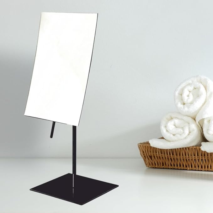 JERDON Rectangular Tabletop Vanity Makeup Mirror - 3X Magnification with Black Finish - 5-inch by 8-inch Vanity Mirror - Pivot Adjustment - Model JP358BK