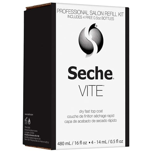 Seche Vite Dry Fast Top Coat 16oz Refill Kit, 16 oz Refill & 4 x 0.50 oz