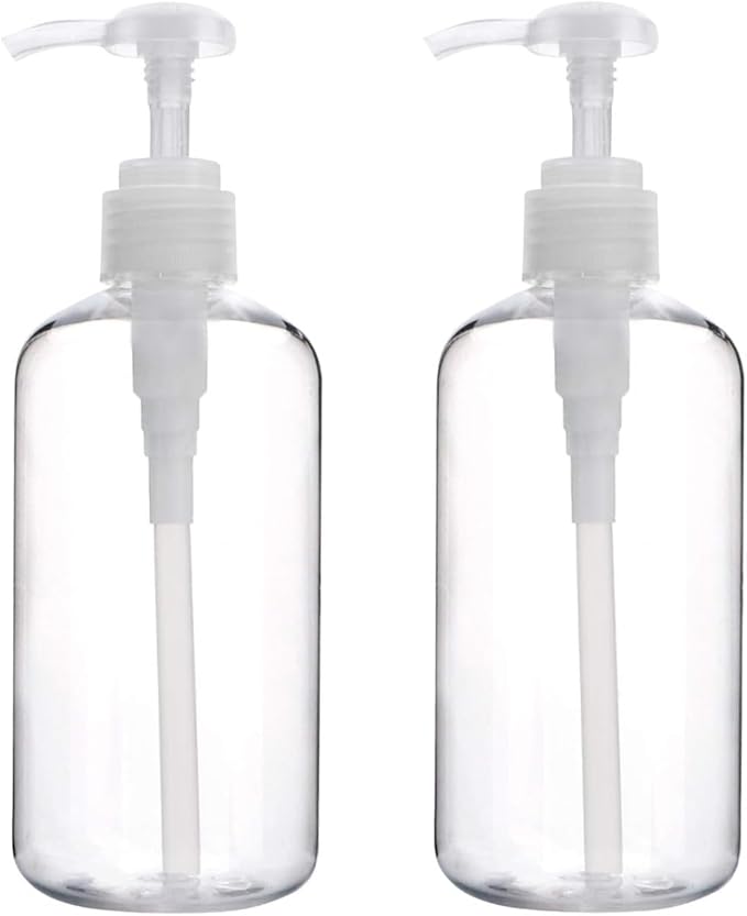 Yebeauty Pump Bottle Dispenser, 4 Pack 10oz/300ml Plastic Dish Lotion Soap Dispenser Clear Liquid Shampoo Container for Bathroom Kitchen Hotel Body Wash