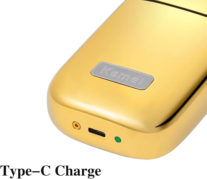 KEMEI Electric Razors for Men, Professional Cordless All Metal Electric Razor, Lithium Titanium Razors, USB Rechargeable Facial Beard Trimmer,Golden (TX1 Gold)