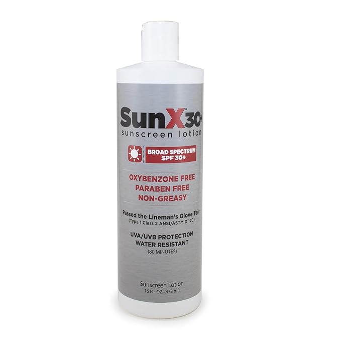 CoreTex Sun X 30+ SPF Broad Spectrum Sunscreen Lotion - 16oz Bottle of Paraben, Oxybenzone, Octinoxate, & Oil Free Sunscreen - No White Cast and Water & Sweat Resistant Up to 80 Minutes