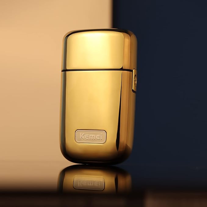 KEMEI Electric Razors for Men, Professional Cordless All Metal Electric Razor, Lithium Titanium Razors, USB Rechargeable Facial Beard Trimmer,Golden (TX1 Gold)