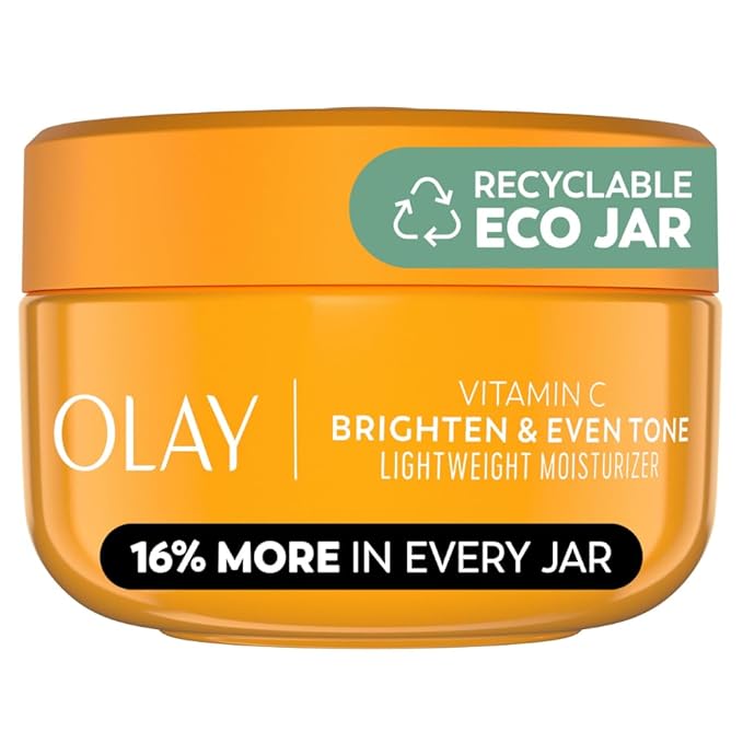 Olay Bright & Even Vitamin C with Lactic Acid Face Moisturizer, 2 oz Lightweight Brightening Face Cream for Uneven Skin Tone, Recyclable Eco Jar Packaging, Value Size