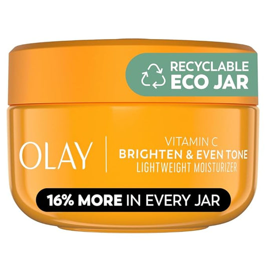 Olay Bright & Even Vitamin C with Lactic Acid Face Moisturizer, 2 oz Lightweight Brightening Face Cream for Uneven Skin Tone, Recyclable Eco Jar Packaging, Value Size