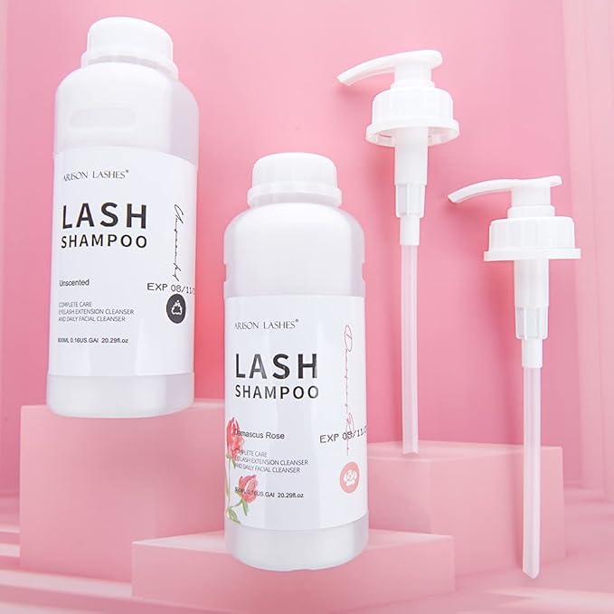 Arison Eyelash Eyelash Extension Shampoo 600ml / Eyelid Foaming Cleanser/Wash for Extensions and Natural Lashes/Paraben & Sulfate Free Safe Makeup & / Professional & Self Use (Rose)