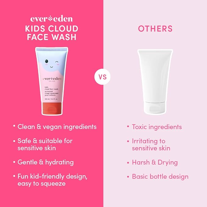 Evereden Kids Cloud Face Wash: Tropical Sorbet, 3.4 fl oz | Adorable Terry Spa & Makeup Headband | Creamy & Fun Skin Care for Kids | Easy-to-Use Kids Face Wash | Non-toxic Kids Skin Care