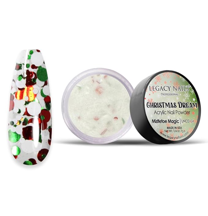 Legacy Nail Acrylic Powder Collections - 6 Colors Professional Nail Art Powder Set Manicure DIY for Dip & Acrylic Nail Extensions (CHRISTMAS DREAM COLLECTION)