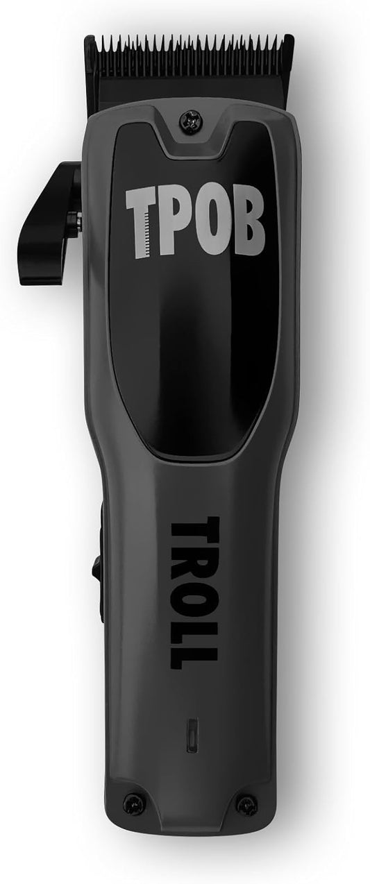 TPOB Troll Professional Barber Clipper 6800 RPM Super Torque Motor with DLC Fade Blade (Grey Clipper)