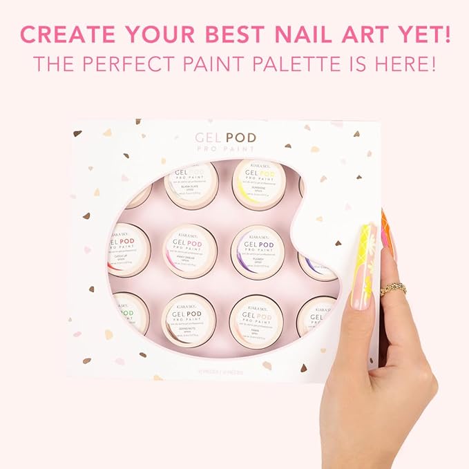 KIARA SKY Professional Nails Gel Art Paint Pod Collection - 12 Ultra Pigmented Colors for Nail Art