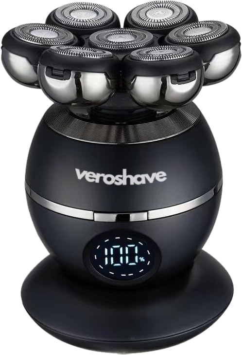 7-Blade Bald Head Shaver for Men - Cordless Hair Shaver for Men Bald, Rechargeable Head Trimmer for Men Bald Head, Mess-Free & Full-Shave Travel-Friendly Grooming Kit with Curved Blades