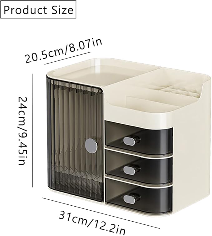 Cosmetics Display Case with Mirror, Large Capacity Cosmetic Storage Box with Drawers, Dust and Waterproof Makeup Organizer, Skincare Jewelry Storage Box for Bedroom, Bathroom (Transparently black)