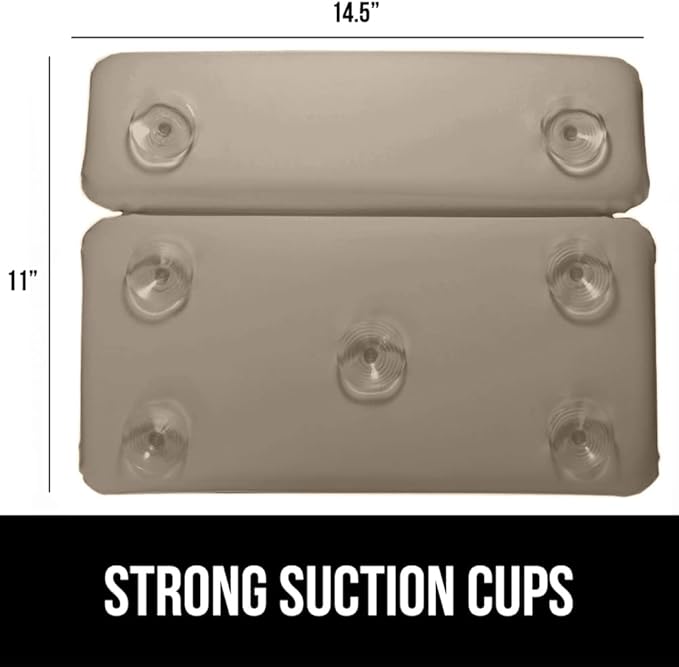 GORILLA GRIP Bath Pillow for Tub, Improved Suction Cups, Luxury Bathtub Pillows, Headrest for Neck and Back Support, Relaxing Home Spa, Hot Tubs and Bathroom Essentials, Gifts for Women, 2 Panel Beige