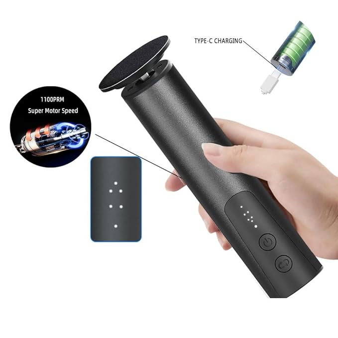 Cordless Electric Callus Remover for Feet with Nail File Sander 2 in 1 Rechargeable Foot File Grinder for Dead Skin Crack Dry Calluses with Sandpaper Disk 6 Speed Adjustable