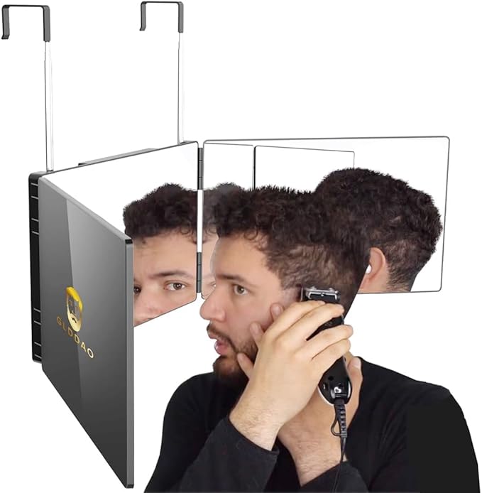 360 Mirror for Haircuts for Men for Women for Braiding Hair Trifold 3 Way Mirror to See Back of Head Barber Haircut Tool Three Way for Hair Cutting Self Cut