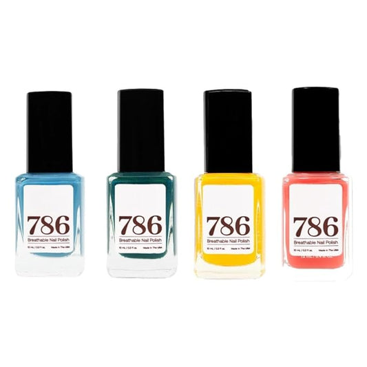 786 Cosmetics 4 Pieces Set: (Coastal Dreams) Breathable, Vegan, Cruelty-Free, Halal, Fast-Drying Nail Polish