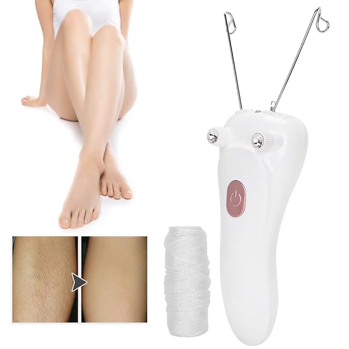 Threading Hair Removal, Facial Hair Remover Electric Face Eyebrow Threading Epilator USB Charging Cotton Thread Depilation Machine Device for Women Girls Ladies ()