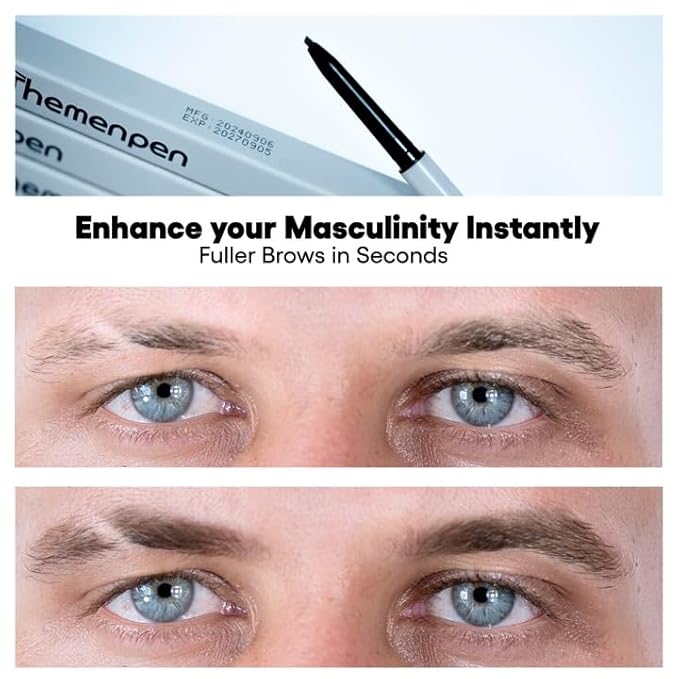 The Men Pen-Waterproof Eyebrow & Beard Filling Pen for Men | Microblading Effect | Waterproof, Sweatproof | Beard & Mustache Hair Darkener | 1 Ounce | Black