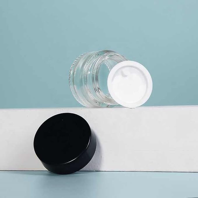 90 Pack 5ml Glass Lip Balm Containers, Small Empty Cosmetic Sample Jars with Lids, Refillable Clear Airtight Glass Jars for Skincare, Lotion, Cream, Wax, Travelling, Retail Store