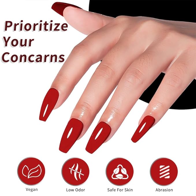 JR 9pcs 0.5oz Gel Nail Polish Kit Deep Red Burgundy, Wine, Crimson & Glitter Shades in Bow Bottles Gel Polish Kit Soak Off Gel Polish For Nail Salon Gift J