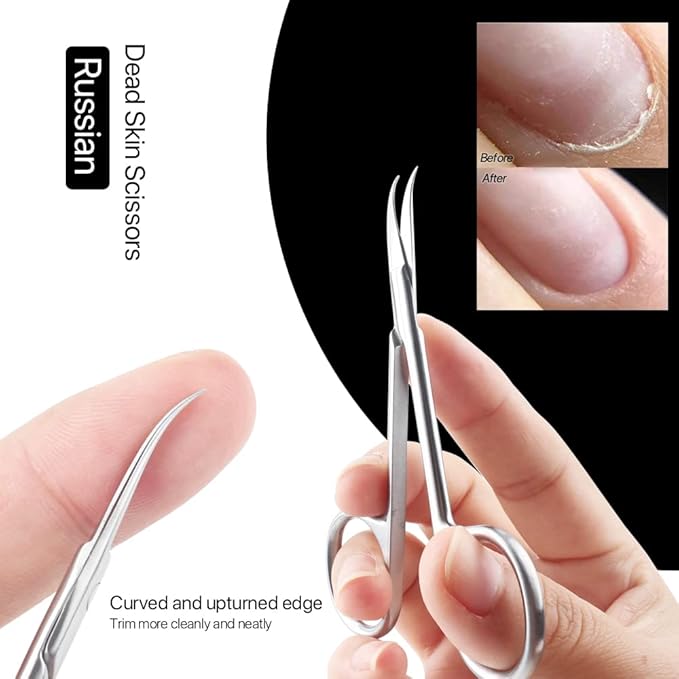 Cuticle Scissors for Women and Men Curved Stainless Steel with Tip Grooming Blades Manicure Nail for Dry Skin Nail Scissors (1)