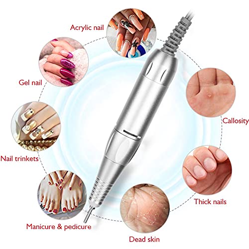 Electric Nail Drill Machine,Nail Drill Handle 35000 RPM Acrylic Nail Gel Polish Remover Electric Nail Files Pedicure Kit,Nail Drill Handpiece Electric Nail Polishing Machine Replacement Handle