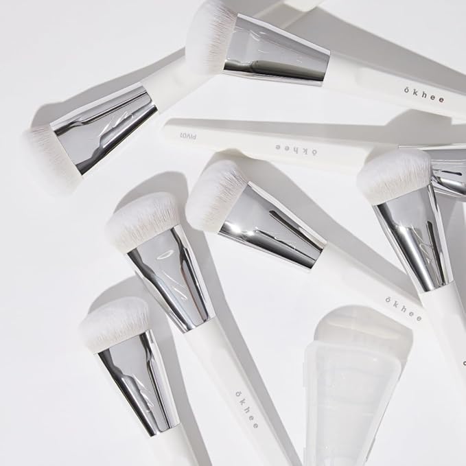 [SOO ADOR] okhee WHITE JADE Foundation Brush PIV01 - Flawless and Smooth Foundation Application for Radiant Skin | Designed by K-Pop Makeup Expert Seo Ok | Makeup Brush Base Brush