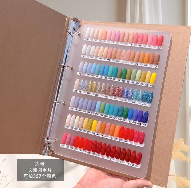 Acycoin2A 357 Extra Large Press on Organizer Nail Storage and Display Binder Book Loose-Leaf Nail Color Sample Exhibition Album with Nail Tape and Nail Tips