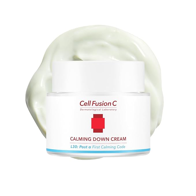 Cell Fusion C Post Alpha Calming Down Cream, Color Correcting and Cooling Moisturizer with Green Pigments, for Sensitive Skin, 1.69 fl. oz