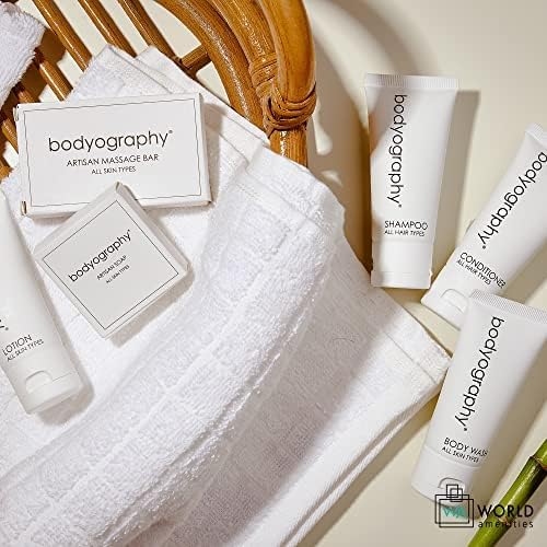 Bodyography Blanc - Bulk Artisan Massage Bar | 1.8 oz | Vanilla White Tea, Mini Travel Size Toiletries (100% Recyclable)| Individually Boxed Hotel Amenities, Suitable for All Skin