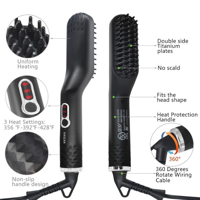 Beard Straightener for Men,Premium Heated Beard Brush w/Anti-Scald Feature,Beard Straightening Comb,Unique Fathers Day Birthday Valentines Gifts for Men Him Dad Boyfriend Christmas Stocking Stuffers
