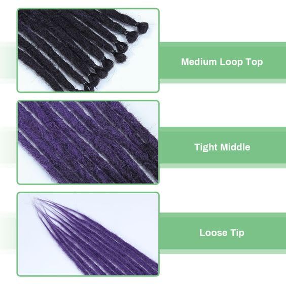 24 In 30 Strands SE Dreadlock Extensions, Ombre Purple Thin 0.6cm Width Synthetic Dreads Extensions, 100% Handmade Dreads Hippie Style Dreadlocks for Woman