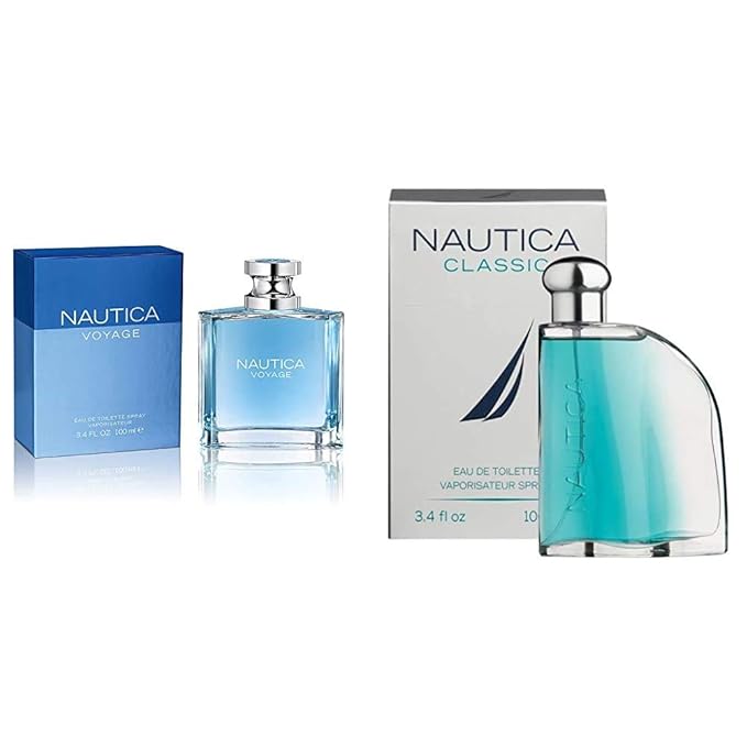 Nautica Voyage for Men Eau De Toilette Spray 3.4 Fl Oz and Classic for Men 100ml EDT Spray