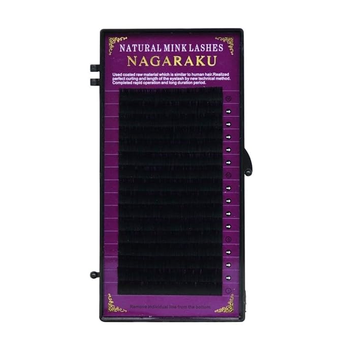 NAGARAKU 5 Trays Eyelash Extensions Individual Lashes 0.20mm C curl 9/10/11/12/13mm in 1 pack Classic Matte Black Natural Professional Faux Mink 16 rows