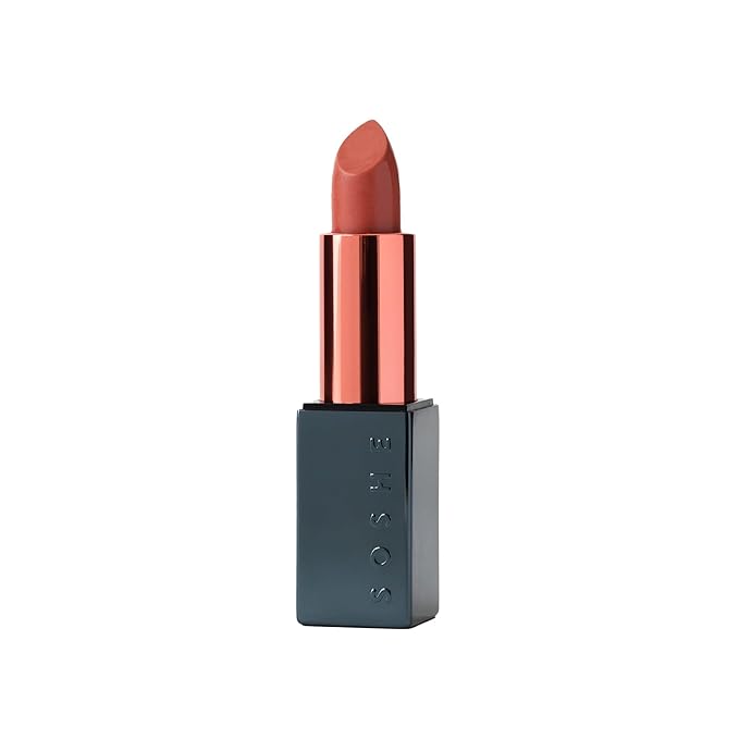 SOSHE Beauty - Ceramide Refillable Lip Silk | Sheer Hydrating, Silky, Buildable Lipstick | Ceramides, Vitamin E, Shea Butter | Cruelty-Free, Certified Plastic Negative (Just Right - Pink Neutral)