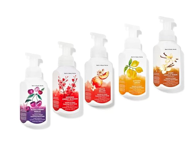 Bath and Body Works Foaming Hand Soaps - Set of 5 Gentle Foaming Soaps (Fresh & Fruity)