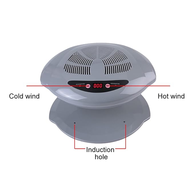 Air Nail Dryer, 2 in 1 Hot and Cold Air Nail Fan Blow Dryer for Regular Nail Polish, Automatic Sensor Manicure Drying Nail Dryer for Home and Salon Use, Grey