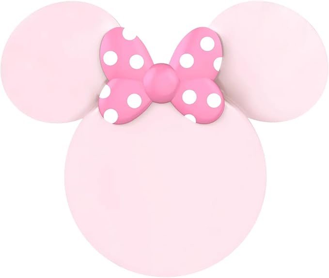 Impressions Vanity Minnie Mouse Shape LED Compact Mirror for Purse, Double Sided Travel Lighted Makeup Mirror with 2X Magnification, Soft Touch Sensor, Adjustable Brightness, and Pink Polka Dot Bow