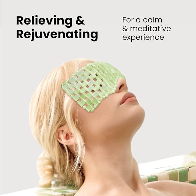 Lindo Jade Eye Mask - Facial Sleep Eye Mask, Handcrafted 100% Natural Jade Stone, Hot & Cold Therapy, Naturally Cooling, Soothing & Depuffing, Anti-Aging Skincare
