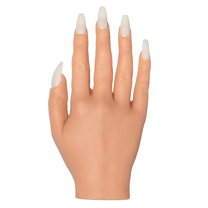 Americanails RealisTech Ultra Lifelike Silicone Practice Hand for Acrylic Nails – Nail Tech Training Tool, Flexible Practice Hand, Mannequin Hand with Insertable Nails, Practice Nail Art