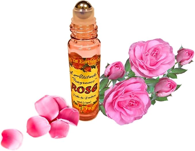 ROSE Perfume Oil - All-Natural Essential Oil Fragrance - Huile de Parfum - Bulgarian Damask Rosa Damascena Petals Otto, Tea Rose, De Mai - Roll On Roller Ball - Party Travel Guest Favors Gifts - 10ml